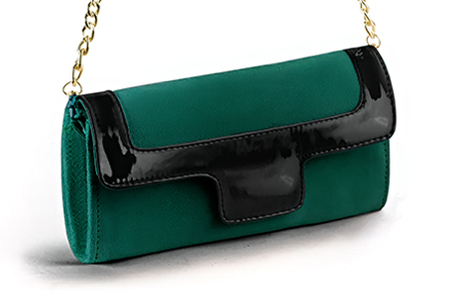 Pochette femme habill e vert meraude et noir brillant Mariages